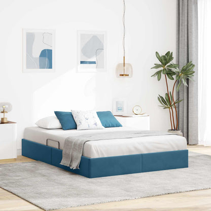 Letto ottomano con archiviazione Blu Scuro 140 x 200 cm Velluto | homemem39