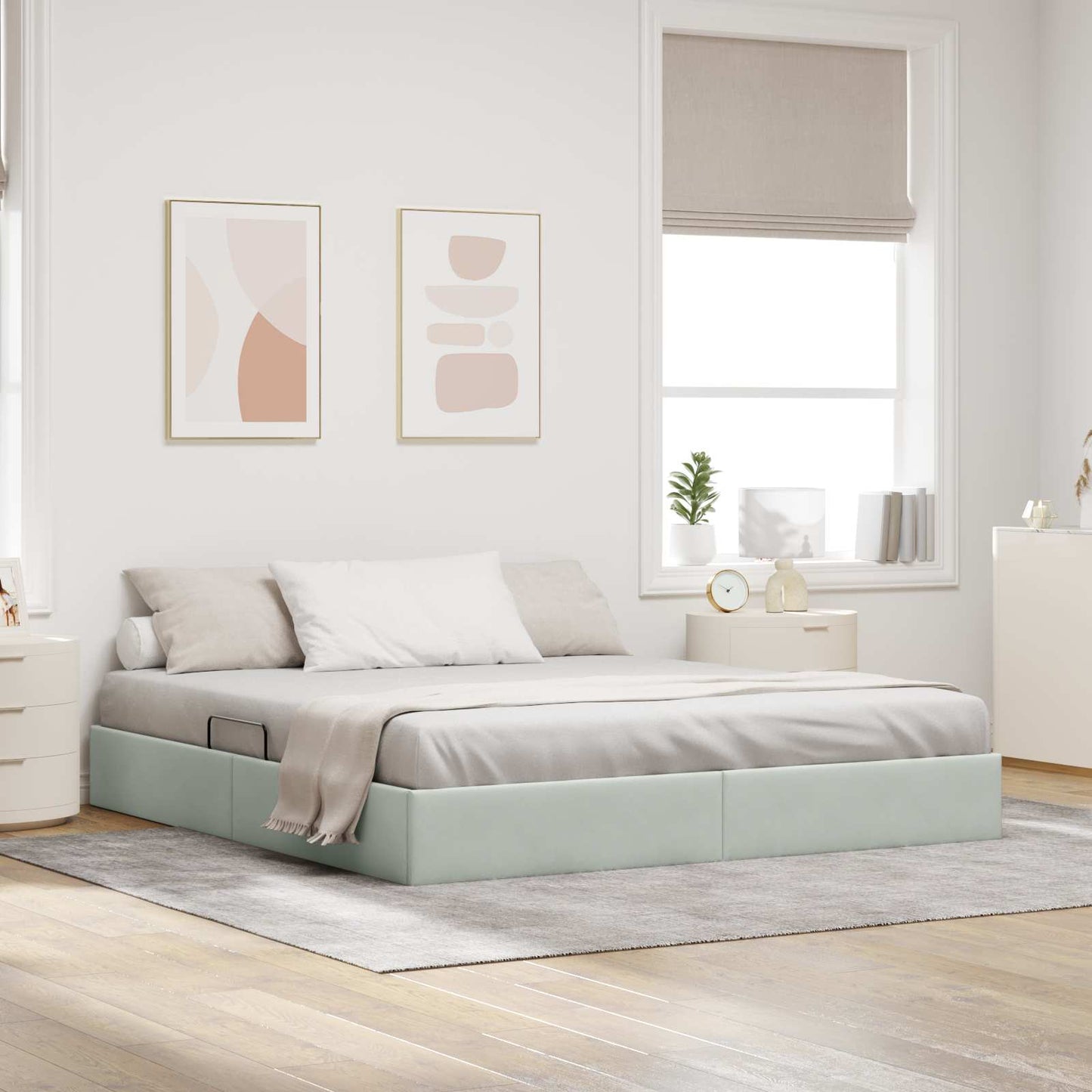 Letto ottomano Grigio Chiaro 160 x 200 cm Velluto | homemem39