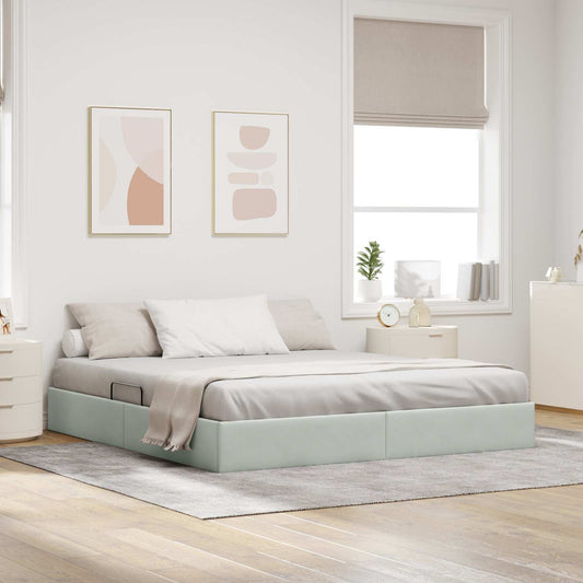 Letto ottomano Grigio Chiaro 160 x 200 cm Velluto | homemem39