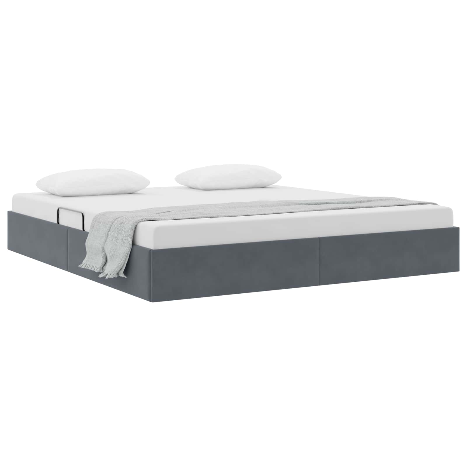 Letto ottomano Grigio Scuro 160 x 200 cm Velluto | homemem39