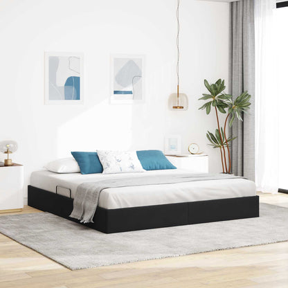 Letto ottomano con archiviazione Nero 160 x 200 cm Velluto | homemem39