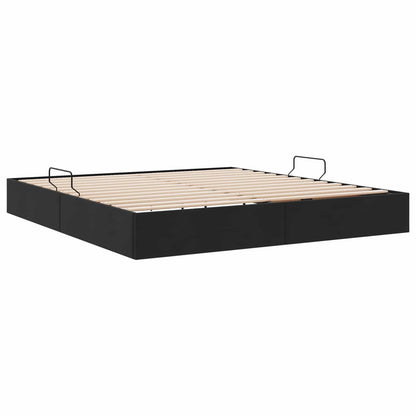 Letto ottomano con archiviazione Nero 160 x 200 cm Velluto | homemem39