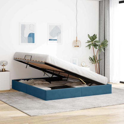 Letto ottomano con archiviazione Blu Scuro 160 x 200 cm Velluto | homemem39