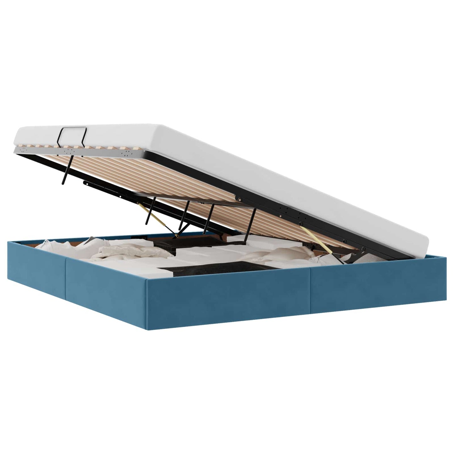Letto ottomano con archiviazione Blu Scuro 160 x 200 cm Velluto | homemem39