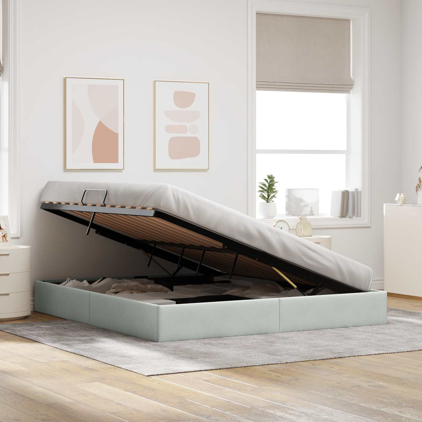 Letto ottomano Grigio Chiaro 180 x 200 cm Velluto | homemem39