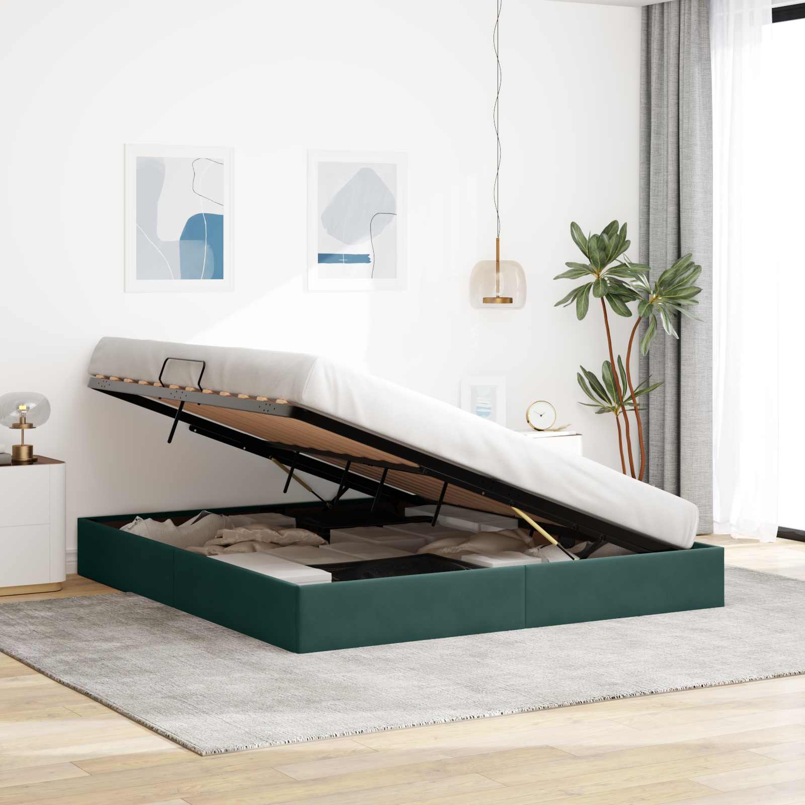 Letto ottomano Verde Scuro 180 x 200 cm Velluto | homemem39