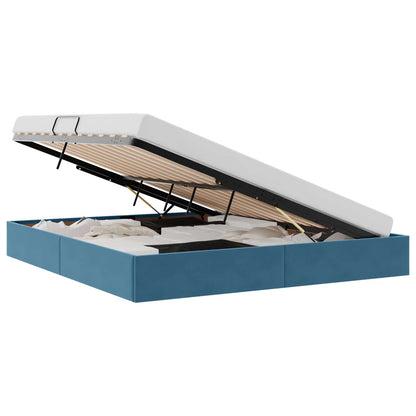 Letto ottomano con archiviazione Blu Scuro 180 x 200 cm Velluto | homemem39