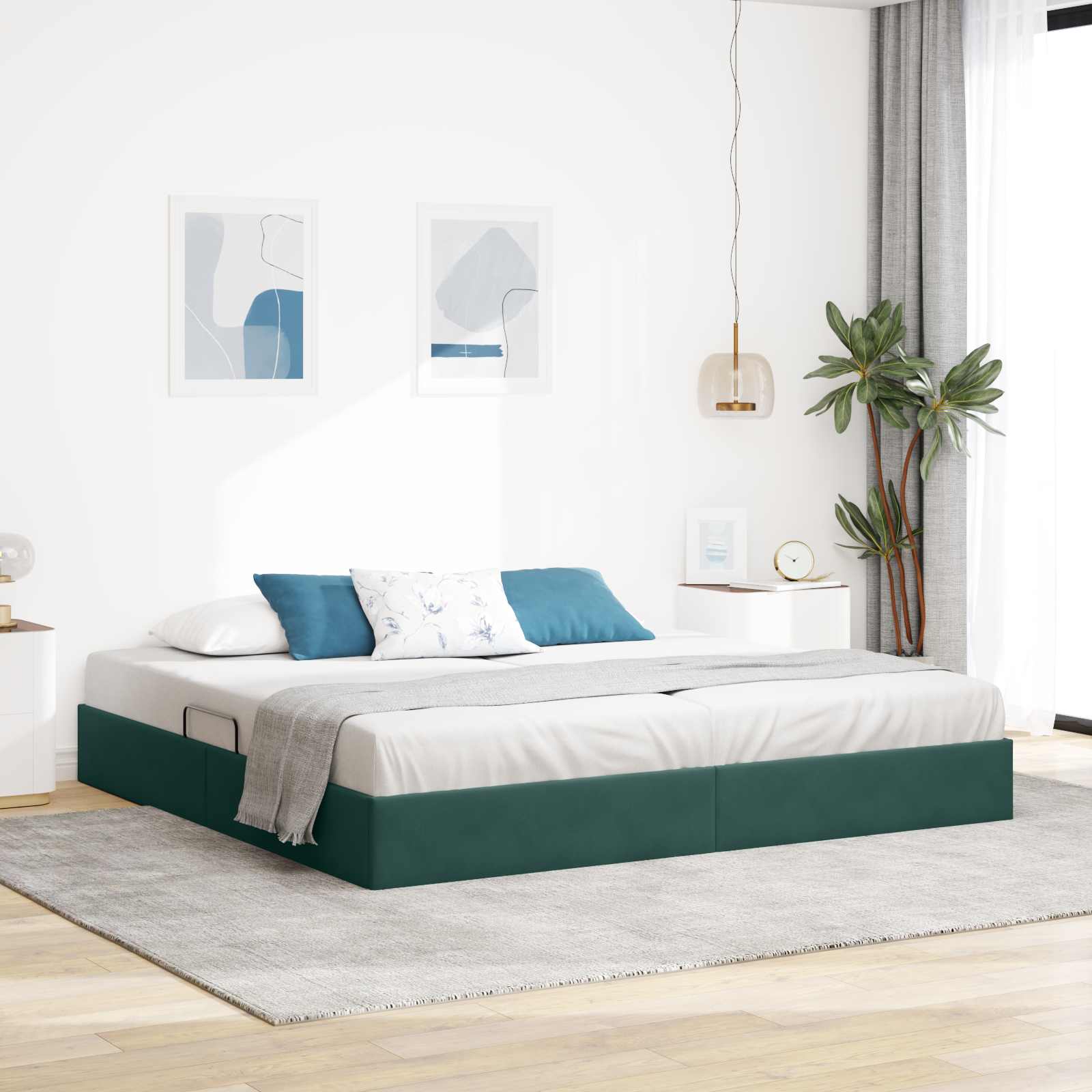 Letto ottomano Verde Scuro 200 x 200 cm Velluto | homemem39