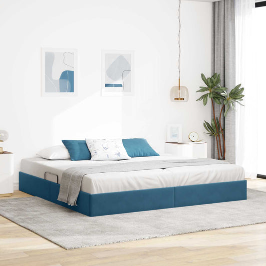 Letto ottomano con archiviazione Blu Scuro 200 x 200 cm Velluto | homemem39