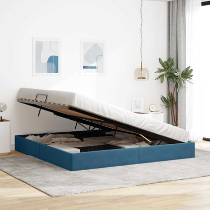 Letto ottomano con archiviazione Blu Scuro 200 x 200 cm Velluto | homemem39