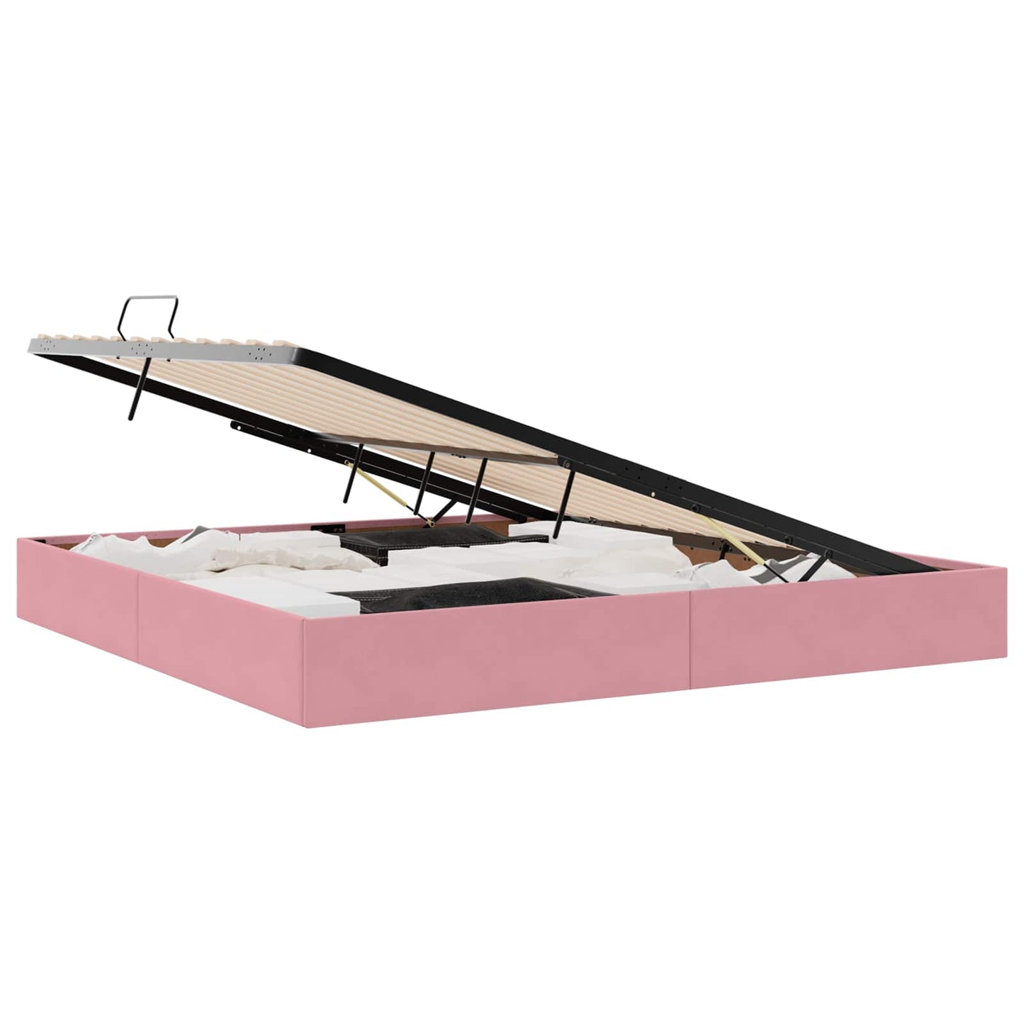 Letto ottomano con archiviazione Rosa 200 x 200 cm Velluto | homemem39