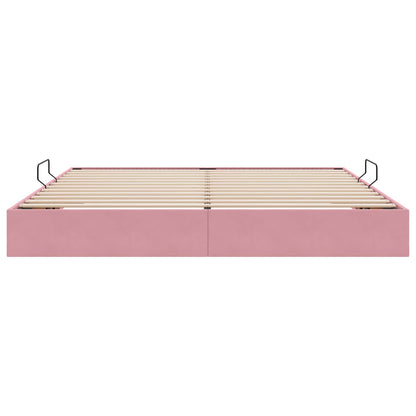 Letto ottomano con archiviazione Rosa 200 x 200 cm Velluto | homemem39
