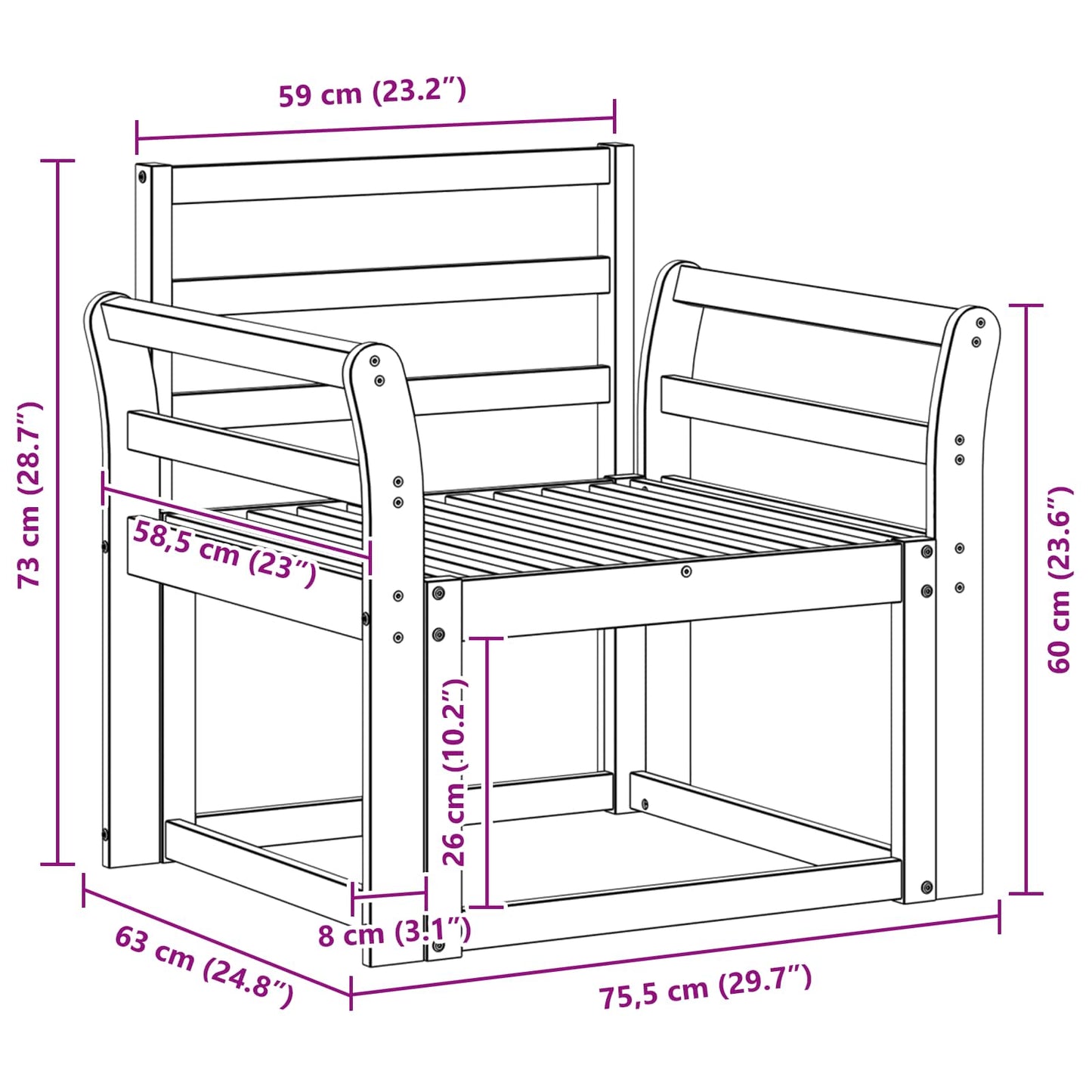 Set di divani da esterno Legno di Acacia Massello Bianco | homemem39