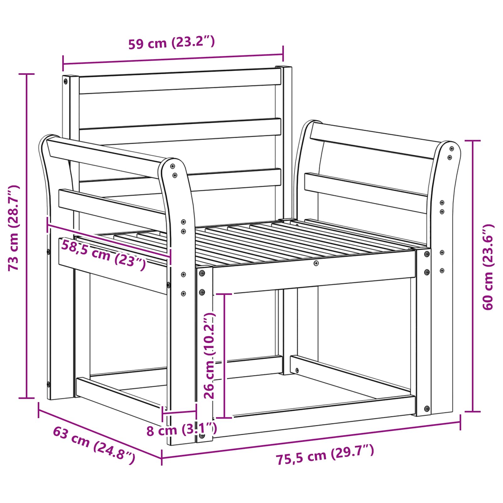 Set di divani da esterno Legno di Acacia Massello Bianco | homemem39