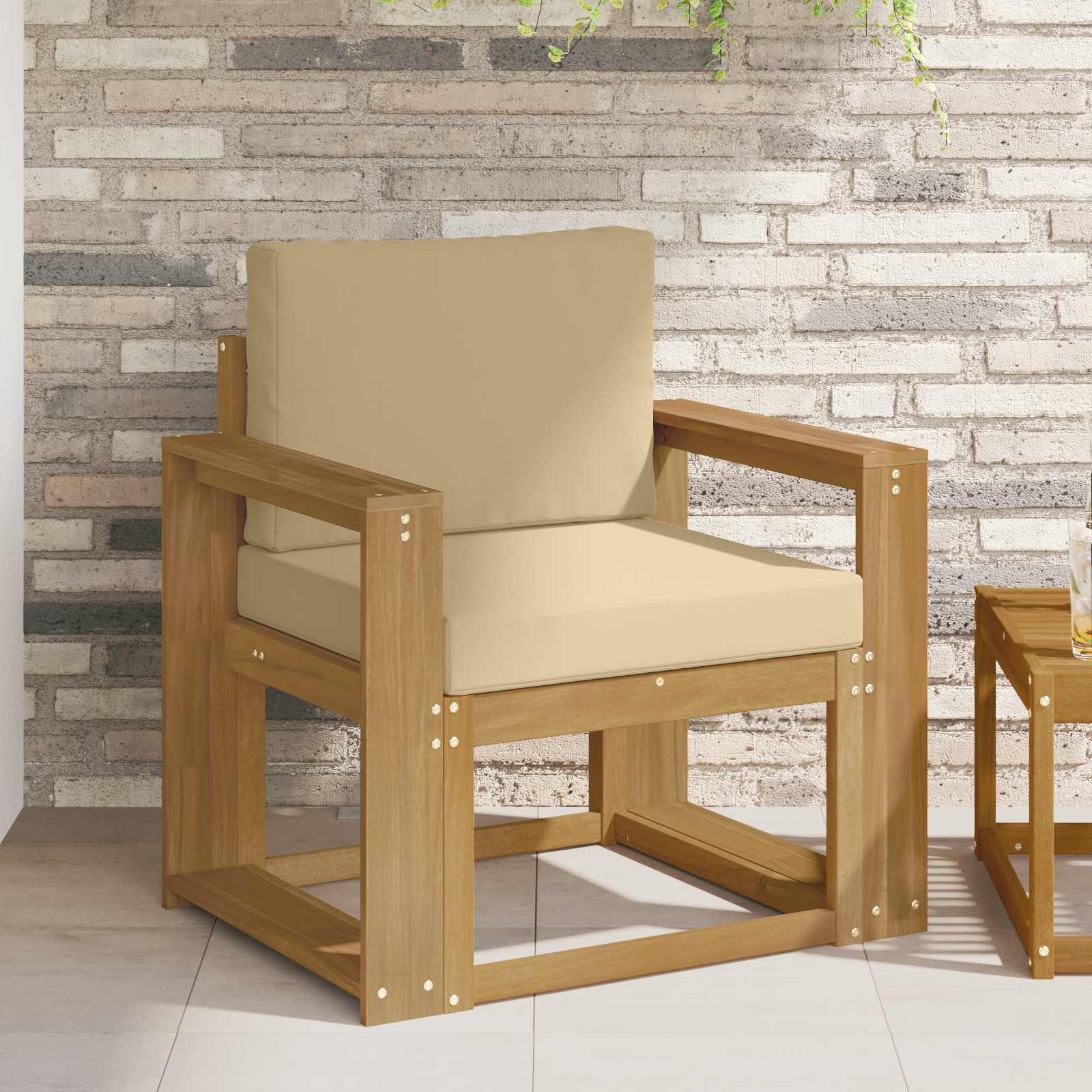 2 Pezzo Set di divani da esterno Poliestere Bianco e Beige | homemem39
