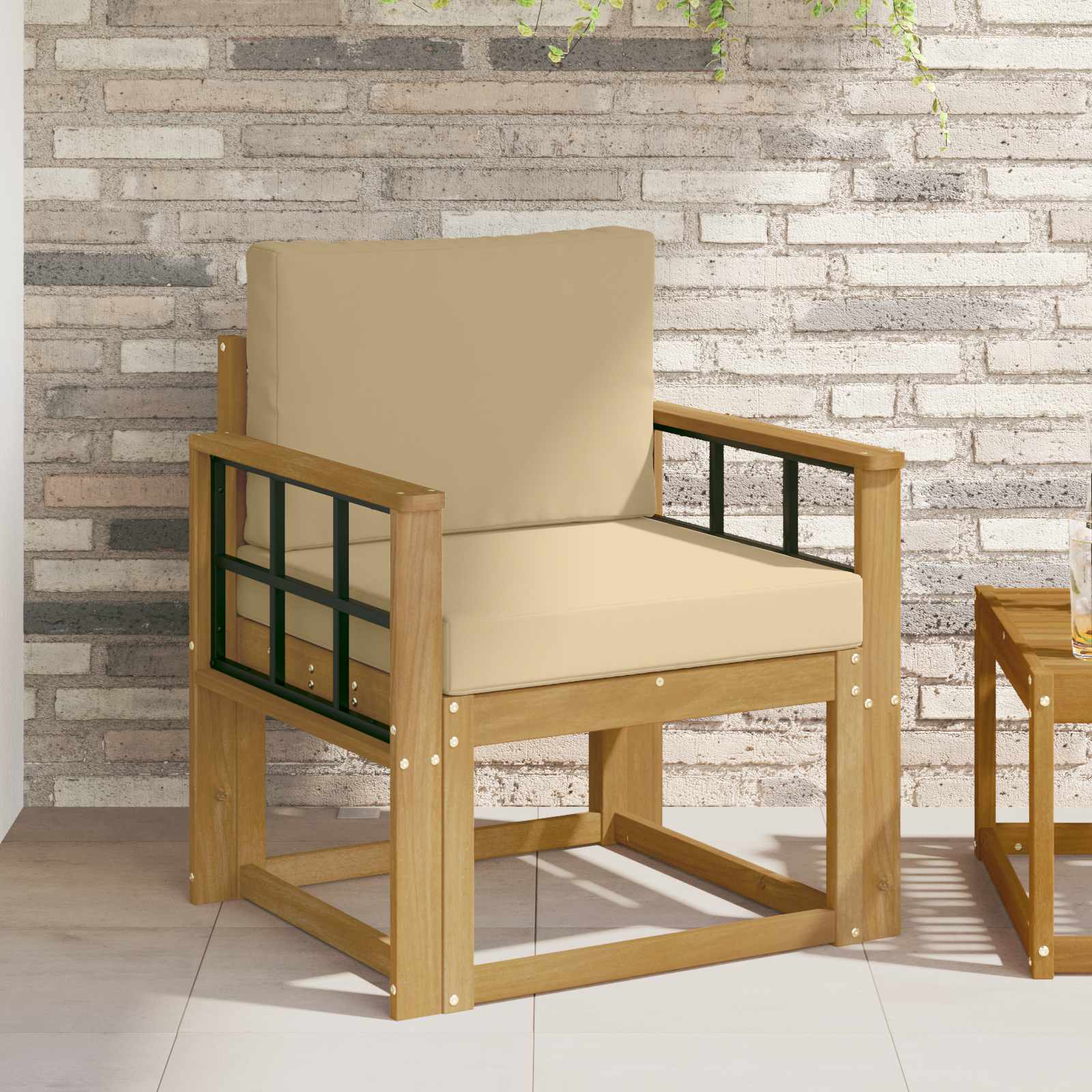 2 Pezzo Set di divani da esterno Poliestere Bianco e Beige | homemem39