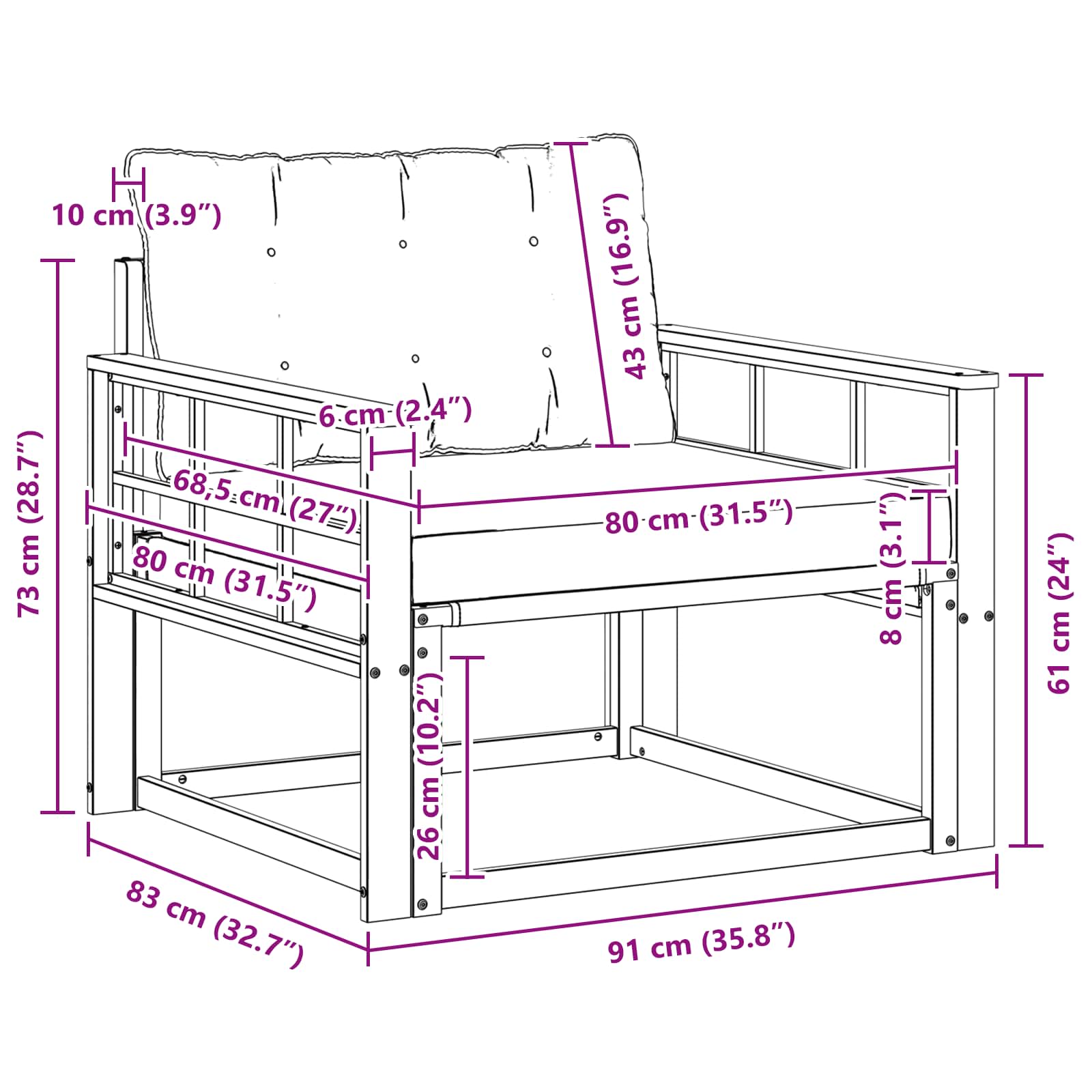 Set di divani da esterno Legno di Acacia Massello e Textilene | homemem39