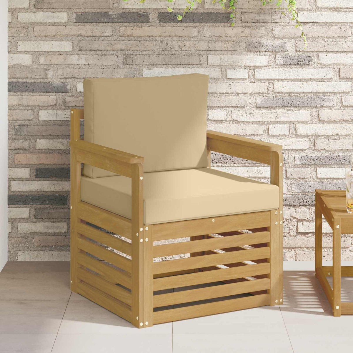 Poggiapiedi da Esterno 2 pz Poliestere Bianco lavato e beige