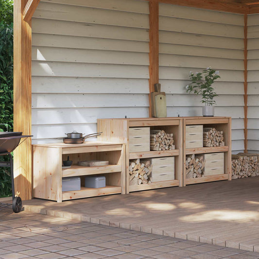 Mobile da cucina da esterno MEPPEL 3 pcs Douglas Naturale | homemem39
