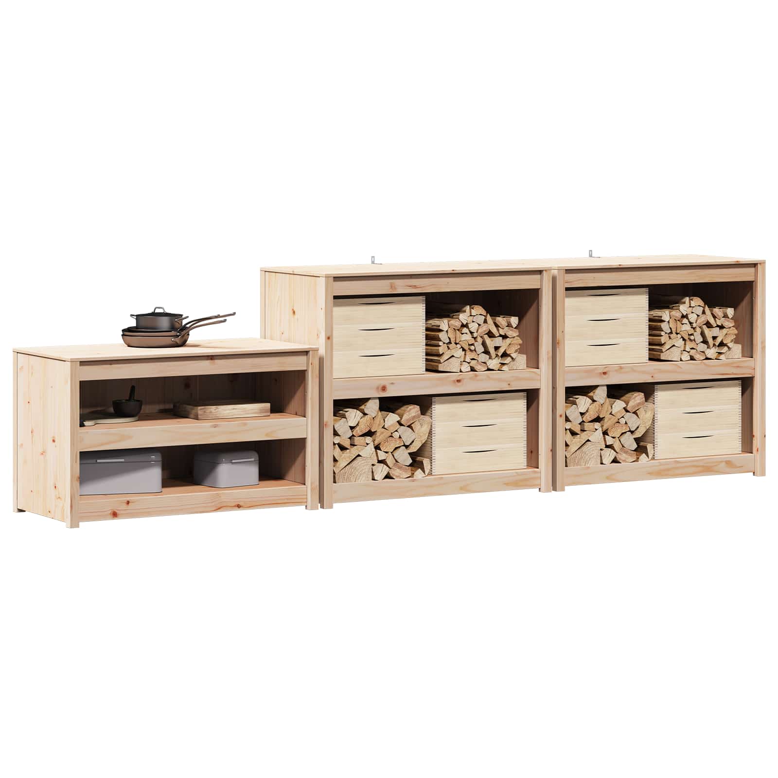 Mobile da cucina da esterno MEPPEL 3 pcs Douglas Naturale | homemem39