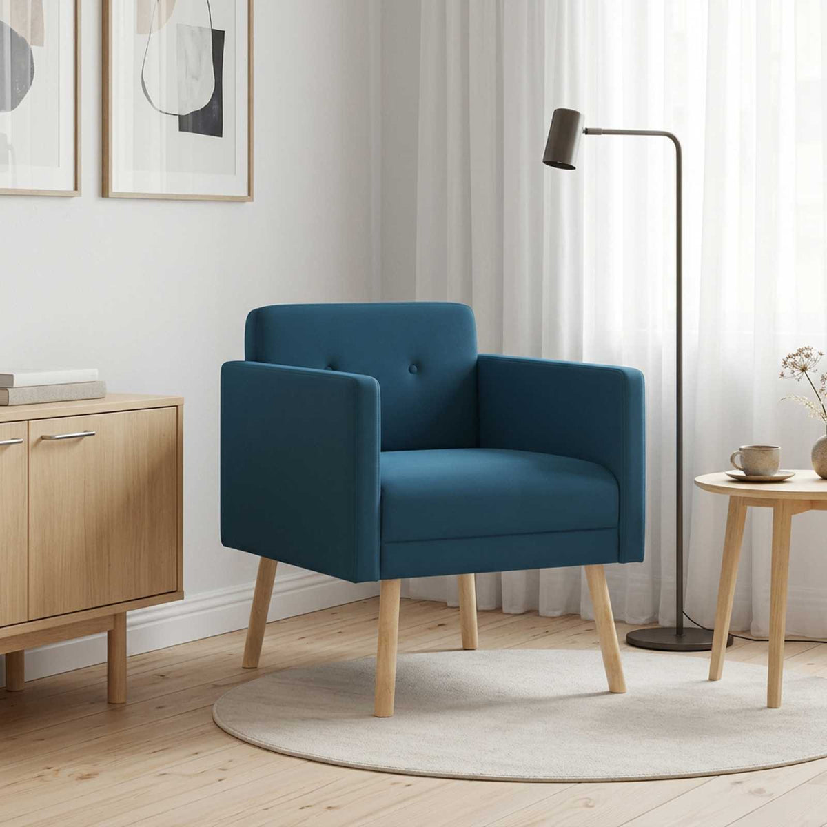 Poltrona decorativa Blu Velluto