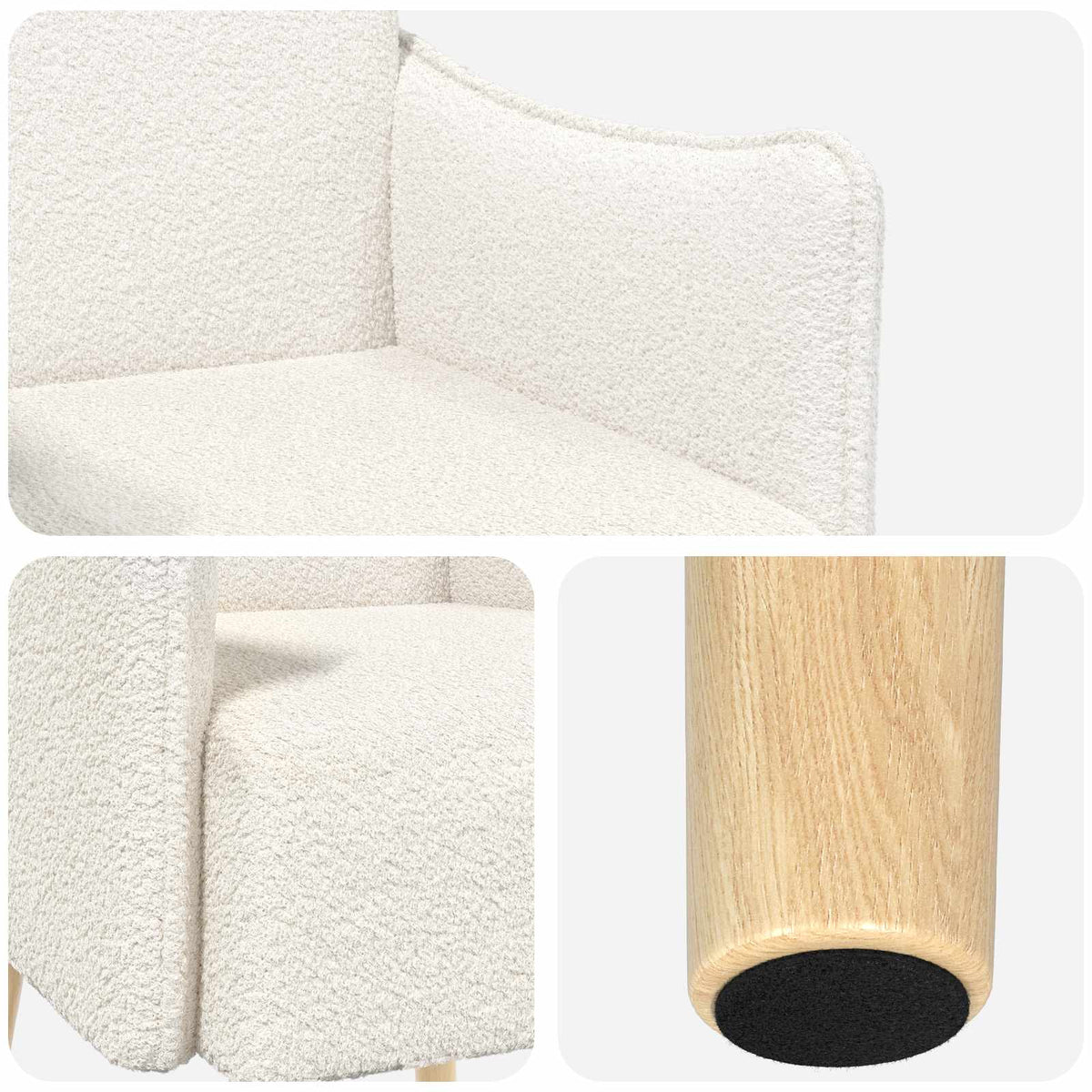Sedia d'accento Crema Bouclé