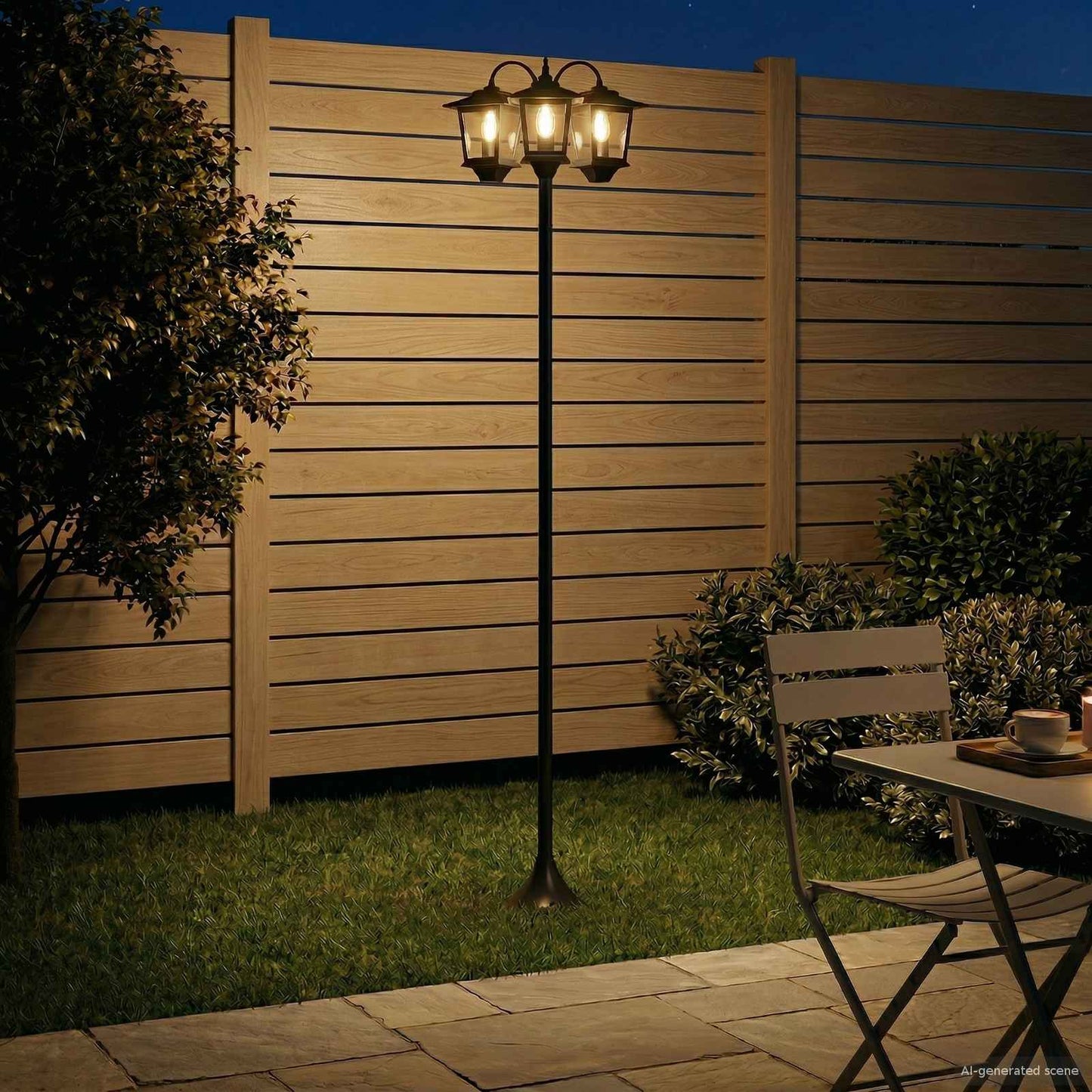 Lampione a 3 teste Nero 16 x 16 x 187 cm Alluminio e ABS | homemem39