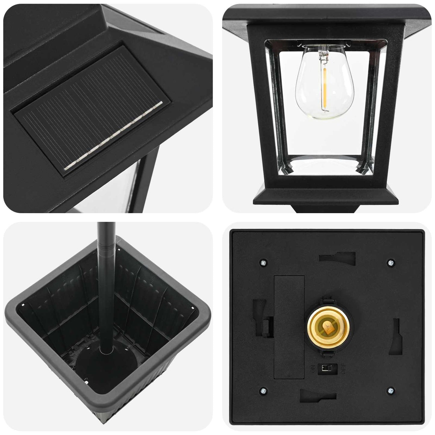 Lampione a 3 teste con vasi with LED Bulb Nero 32 x 32 x 188 cm | homemem39