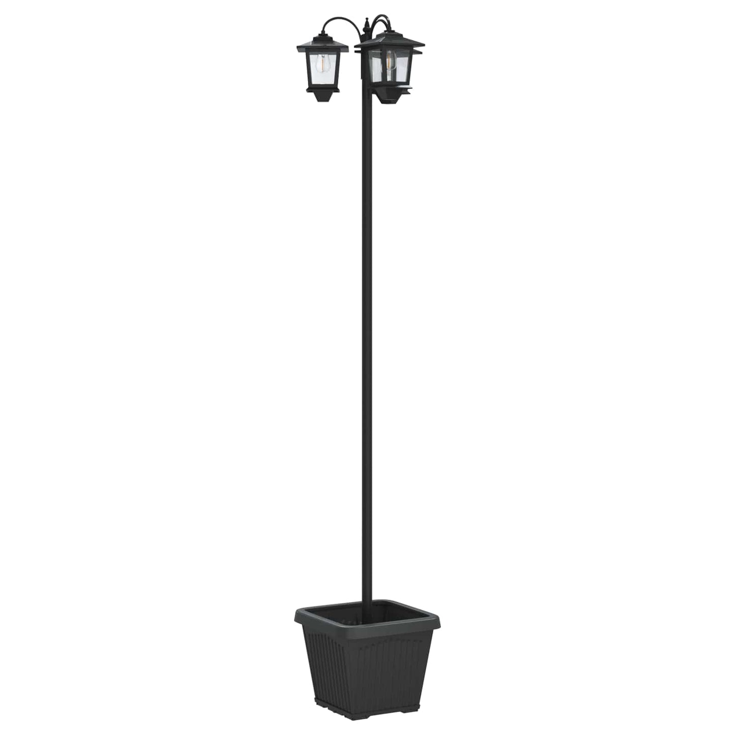 Lampione a 3 teste con vasi with LED Bulb Nero 32 x 32 x 188 cm | homemem39