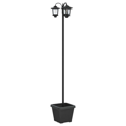 Lampione a 3 teste con vasi with LED Bulb Nero 32 x 32 x 188 cm | homemem39
