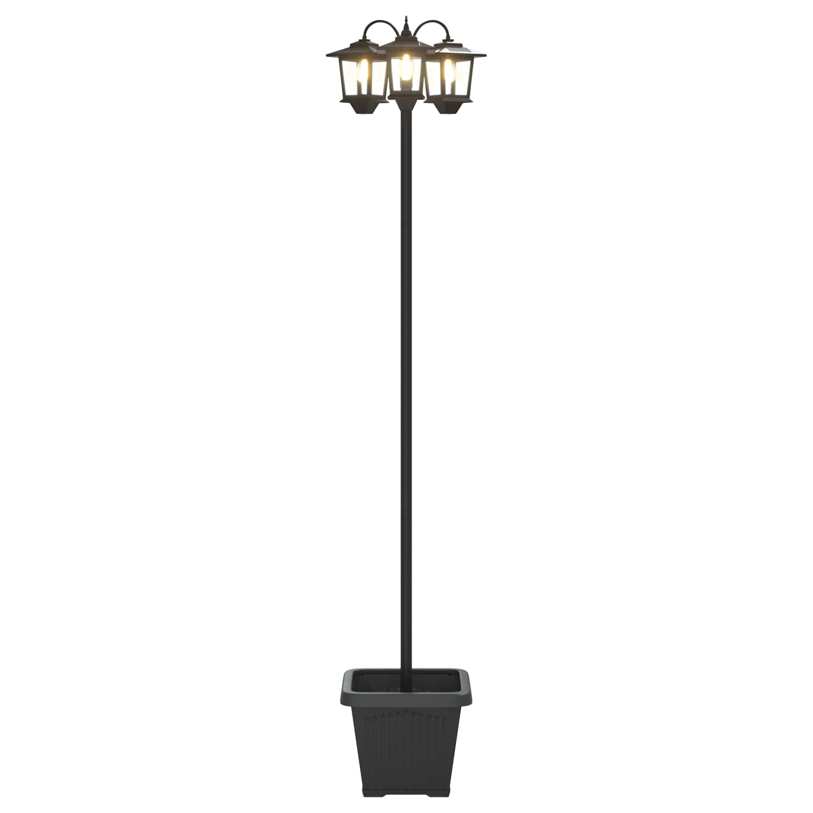 Lampione a 3 teste con vasi with LED Bulb Nero 32 x 32 x 188 cm | homemem39
