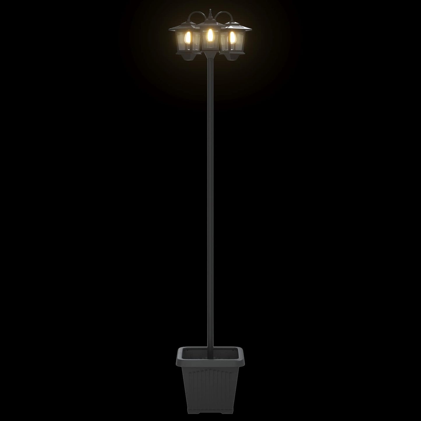 Lampione a 3 teste con vasi with LED Bulb Nero 32 x 32 x 188 cm | homemem39