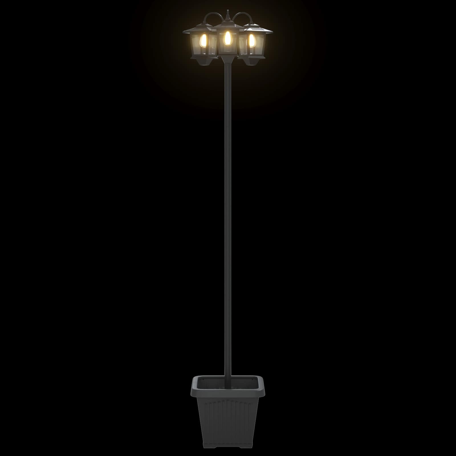 Lampione a 3 teste con vasi with LED Bulb Nero 32 x 32 x 188 cm | homemem39