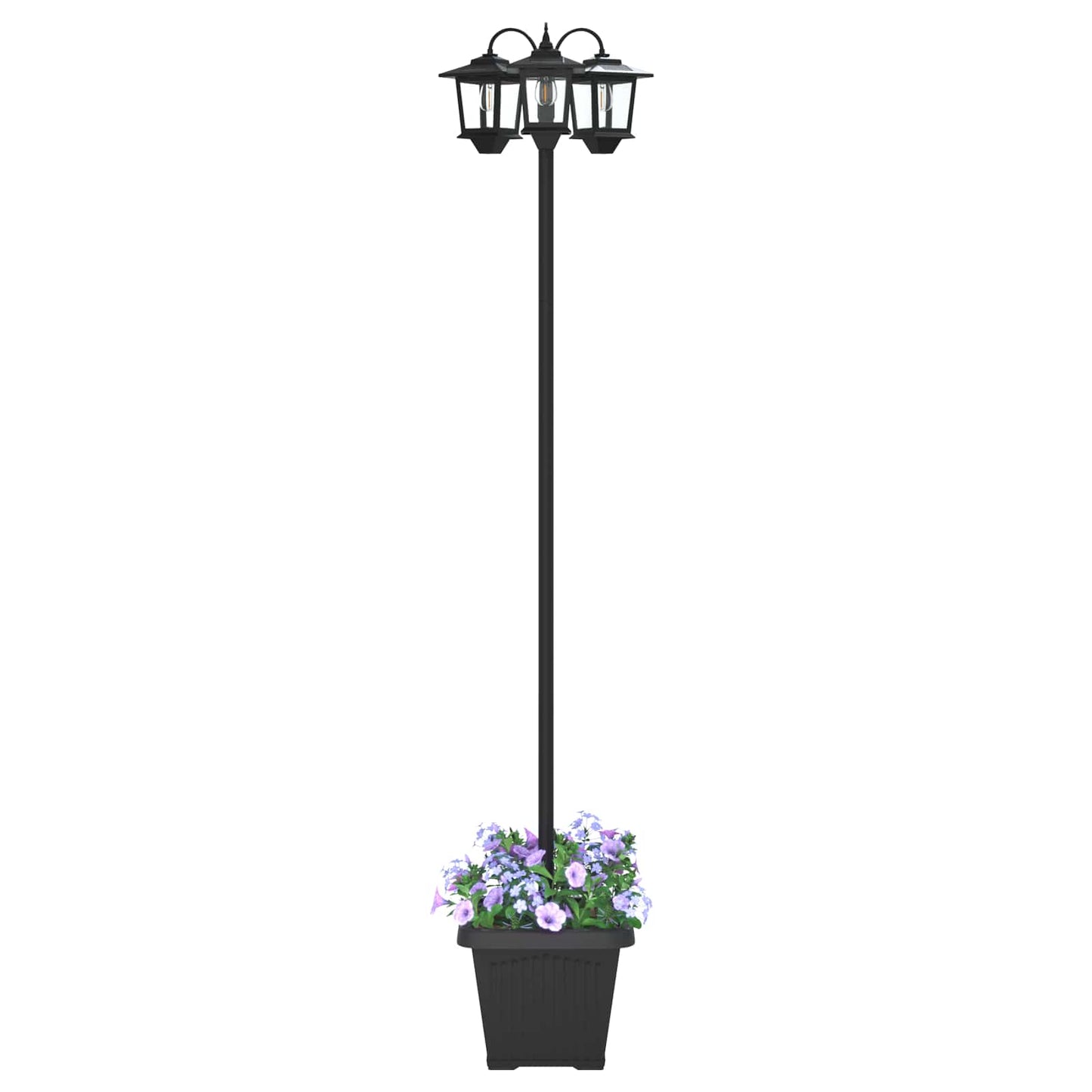 Lampione a 3 teste con vasi with LED Bulb Nero 32 x 32 x 188 cm | homemem39
