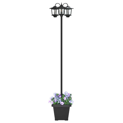 Lampione a 3 teste con vasi with LED Bulb Nero 32 x 32 x 188 cm | homemem39
