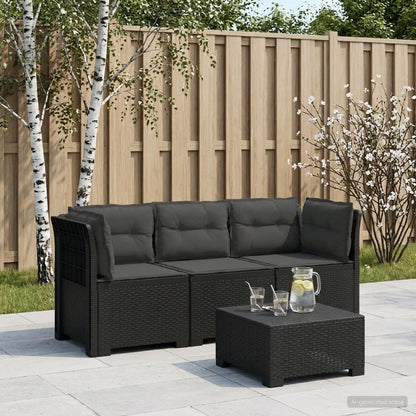 Divano da giardino 3 posti con cuscini in look rattan PP | homemem39