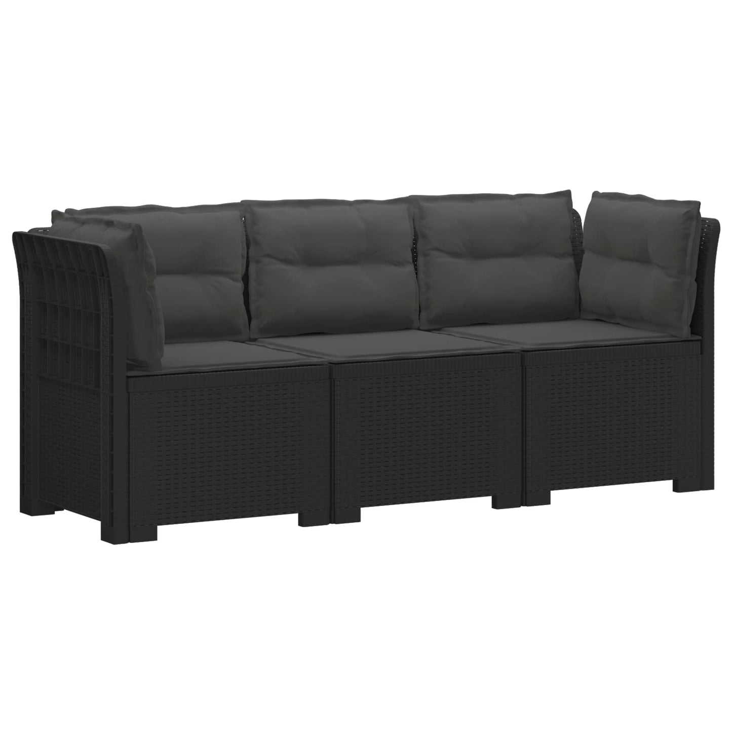 Divano da giardino 3 posti con cuscini in look rattan PP | homemem39