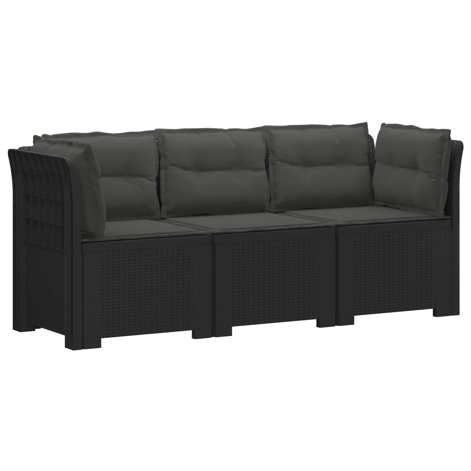 Divano da giardino 3 posti con cuscini in look rattan PP | homemem39