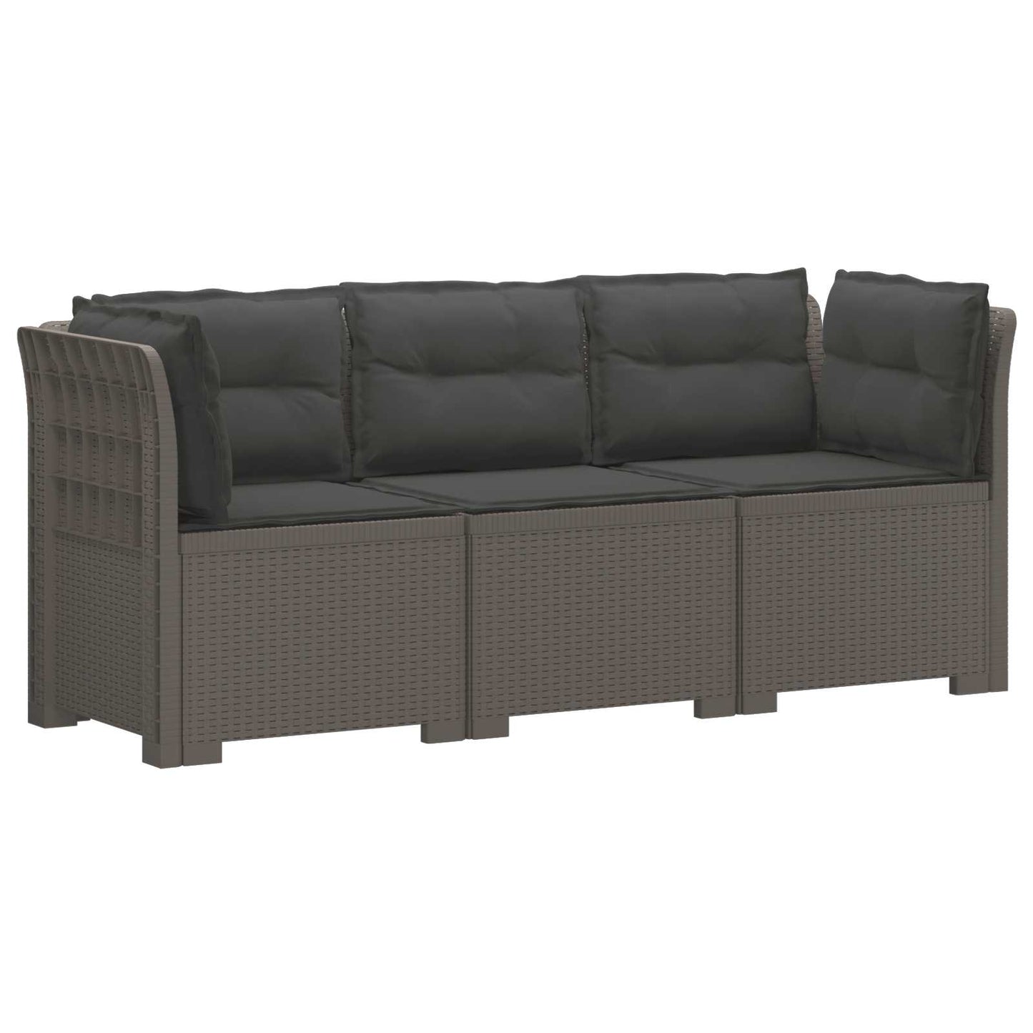 Divano da giardino 3 posti con cuscini in look rattan PP | homemem39