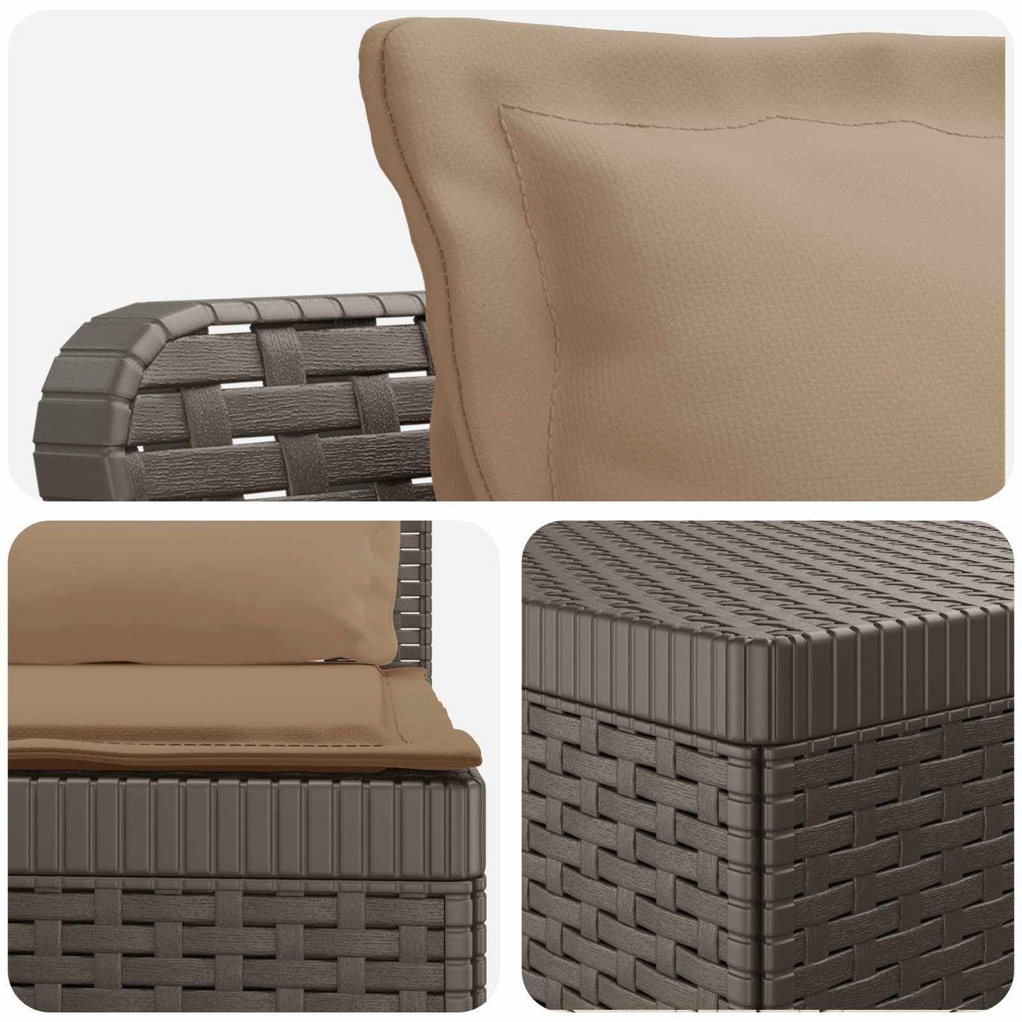 Divano da giardino 3 posti con cuscini in look rattan PP | homemem39