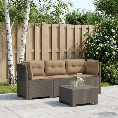 Divano da giardino 3 posti con cuscini in look rattan PP | homemem39