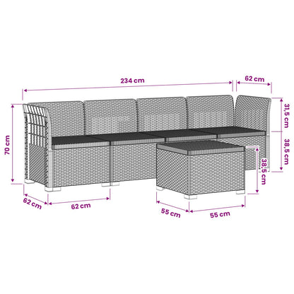 Divano da Giardino a 4 Posti in Stile Rattan PP Antracite | homemem39