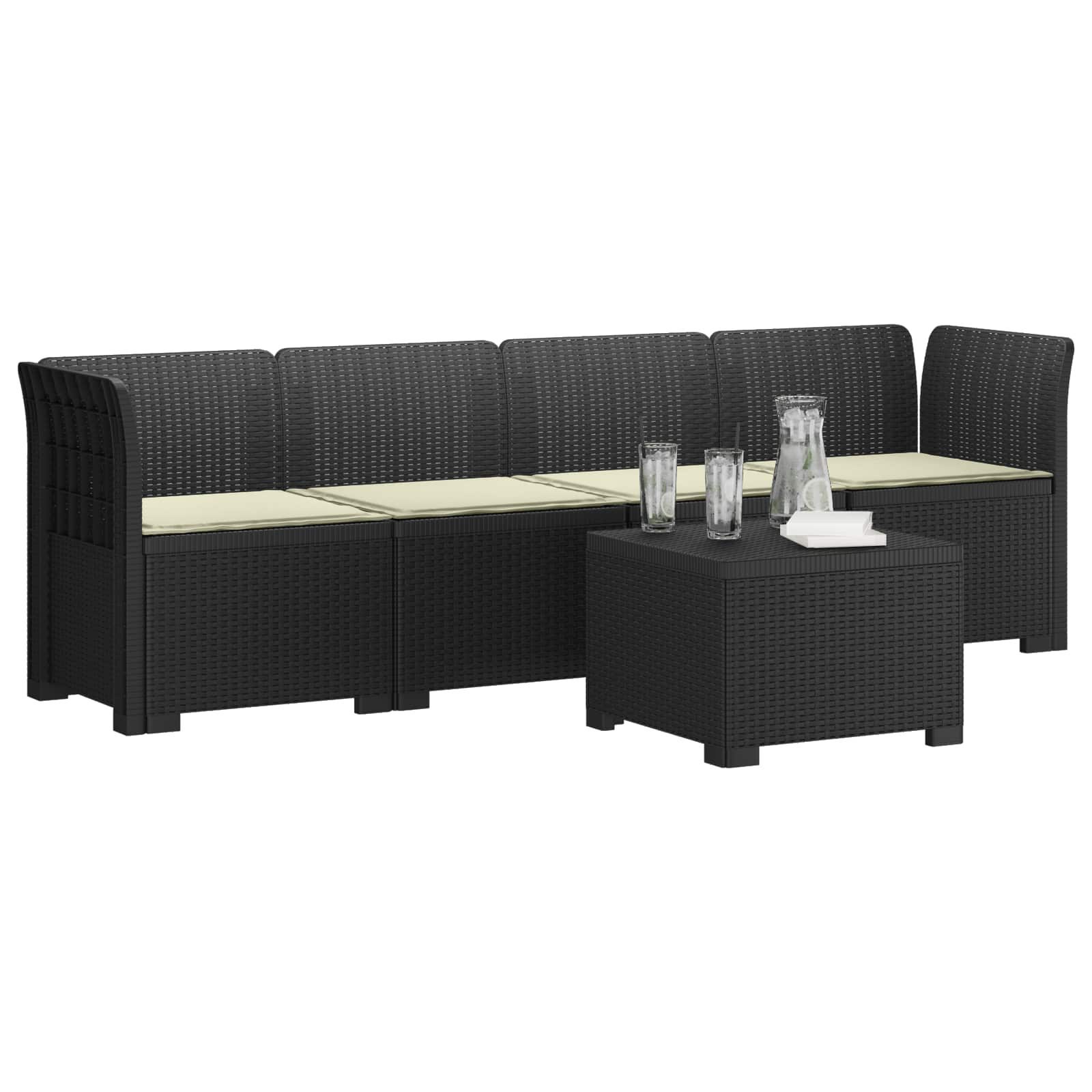 Divano da Giardino a 4 Posti con Cuscini in Stile Rattan PP | homemem39
