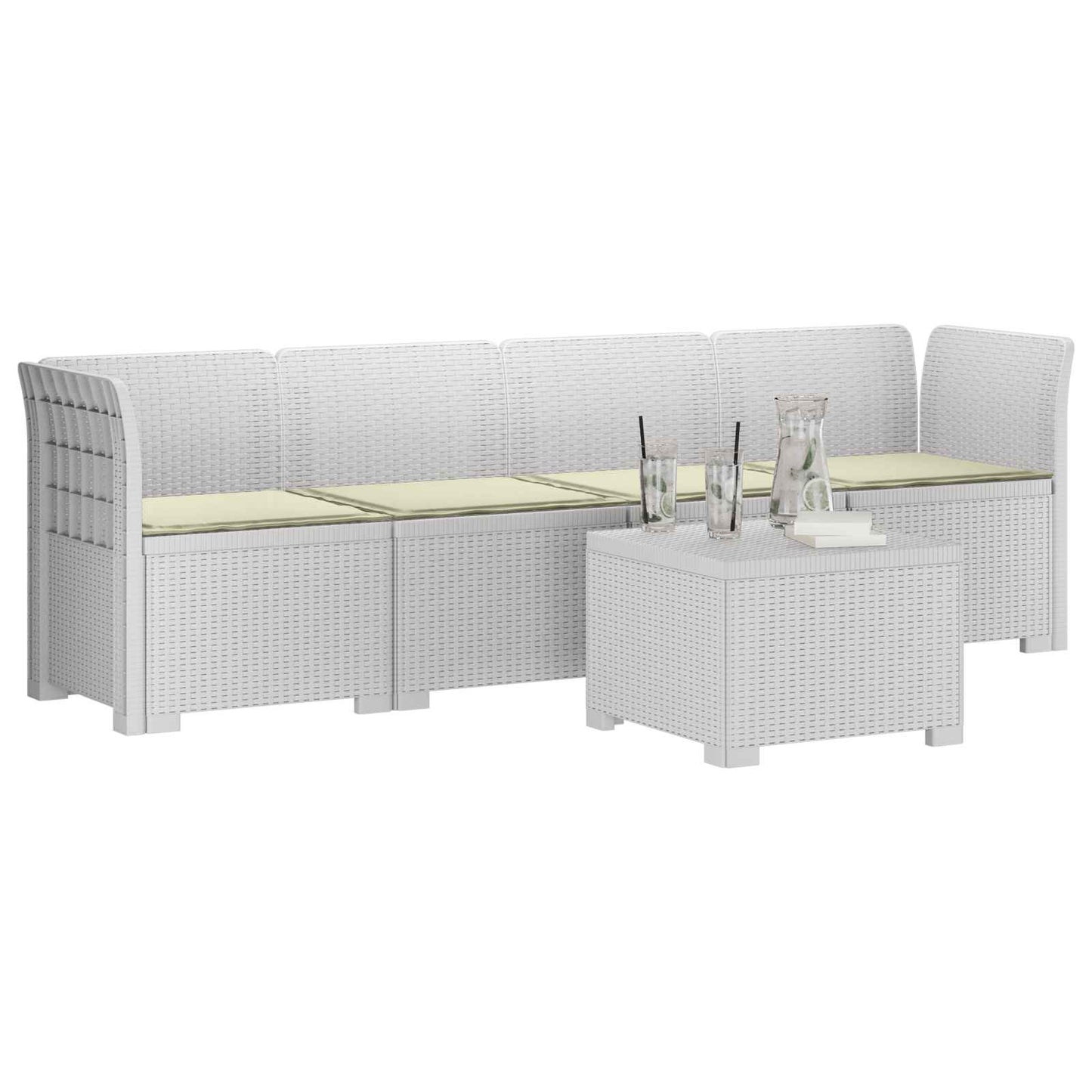 Divano da Giardino a 4 Posti con Cuscini in Stile Rattan PP | homemem39