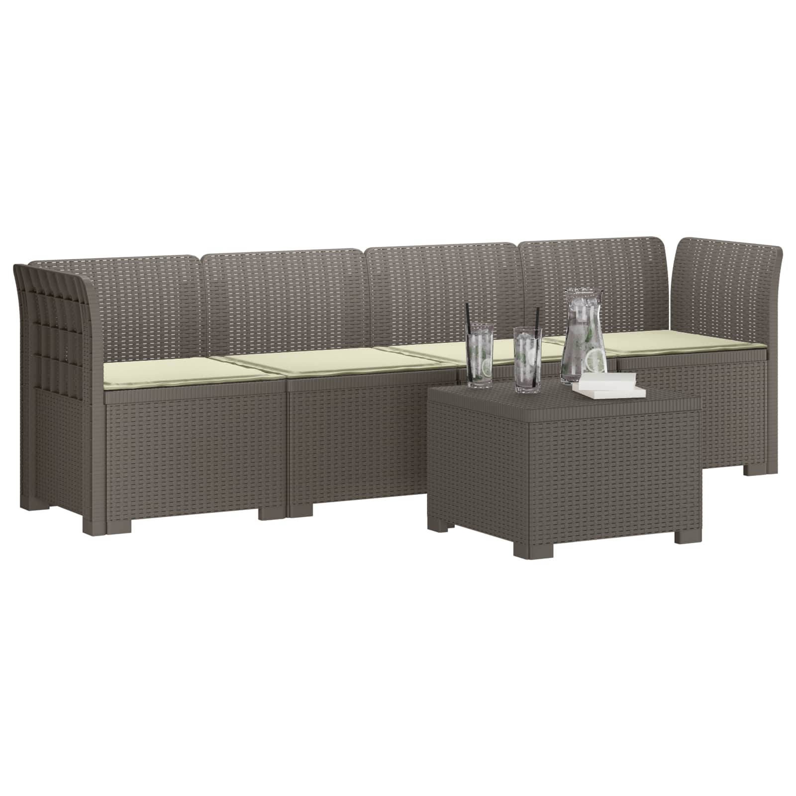 Divano da Giardino a 4 Posti con Cuscini in Stile Rattan PP | homemem39