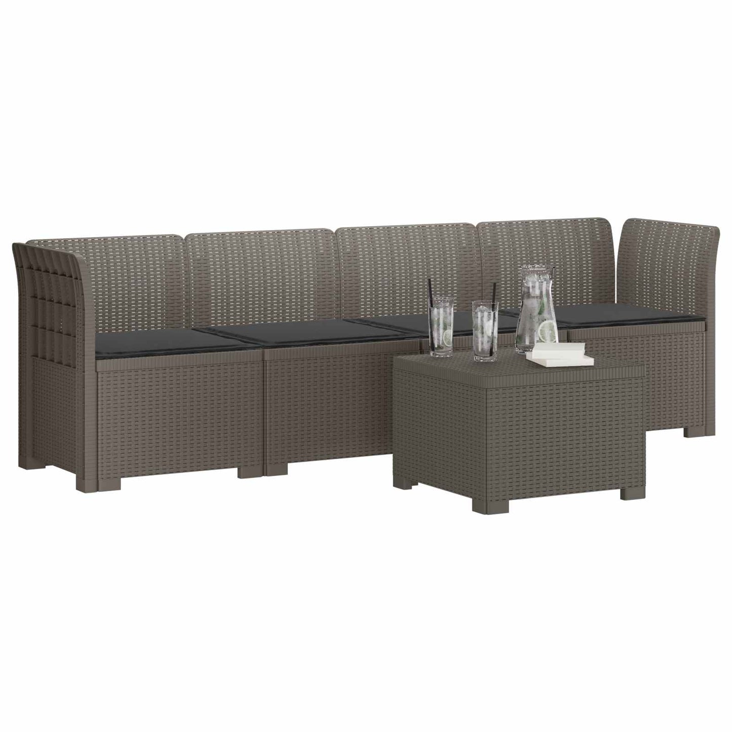 Divano da Giardino a 4 Posti con Cuscini in Stile Rattan PP | homemem39
