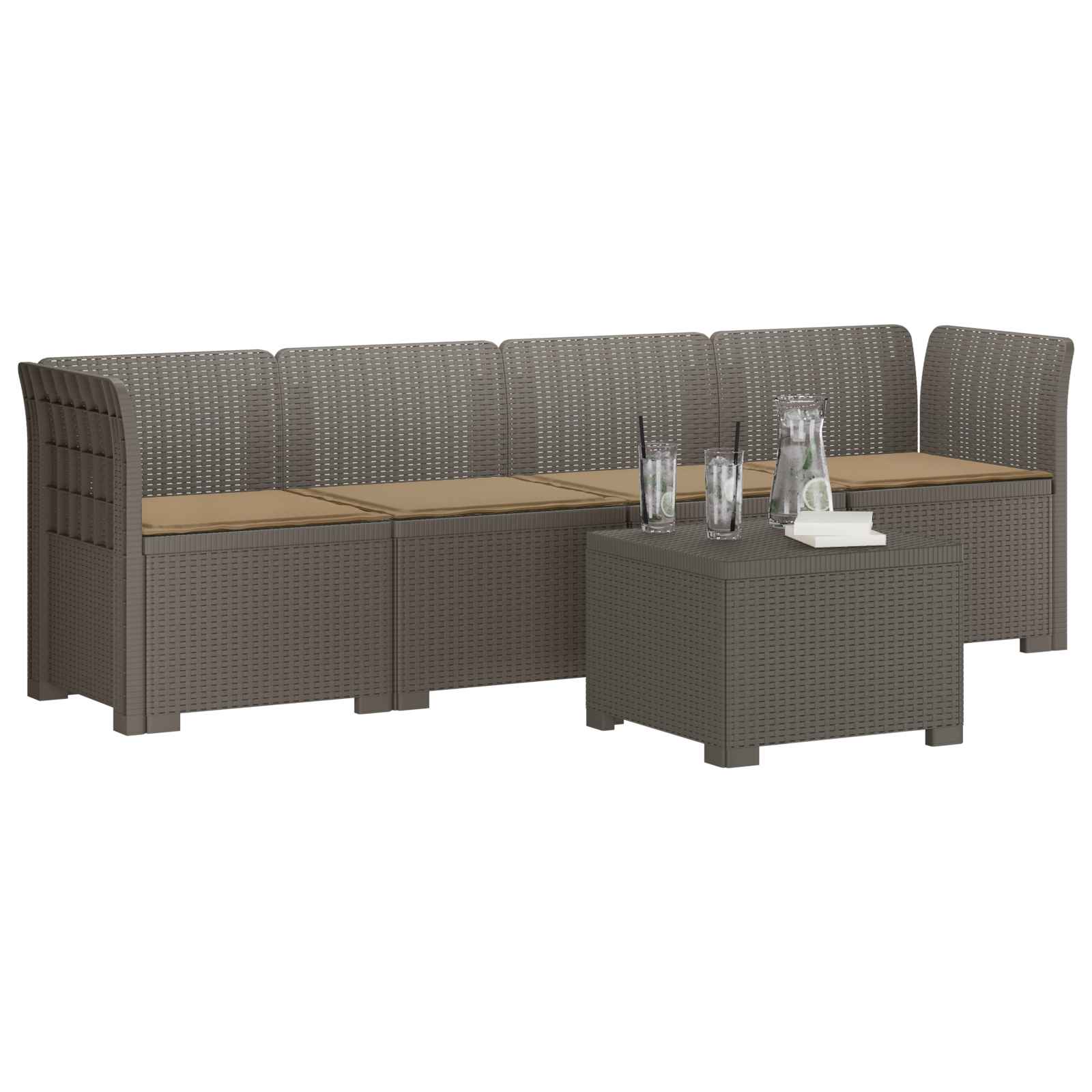 Divano da Giardino a 4 Posti con Cuscini in Stile Rattan PP | homemem39