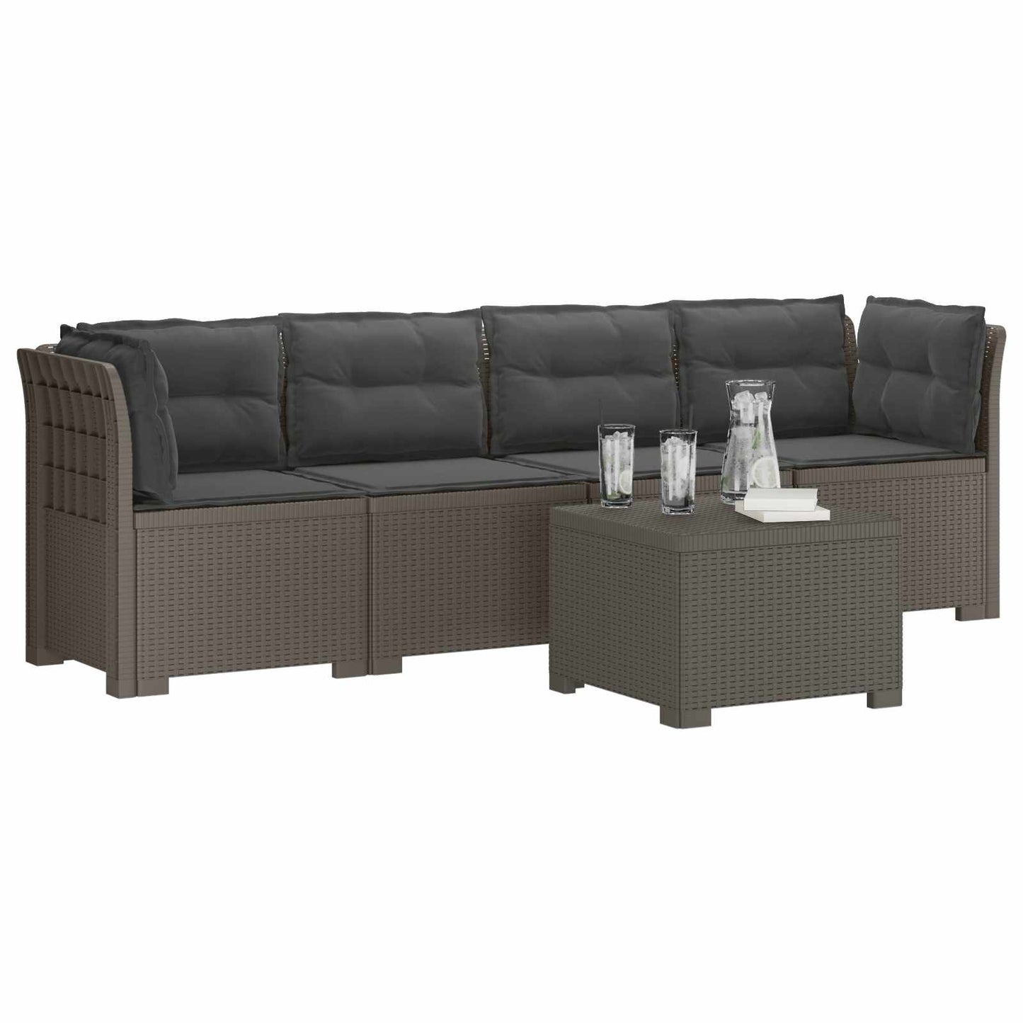 Divano da Giardino a 4 Posti con Cuscini in Stile Rattan PP | homemem39