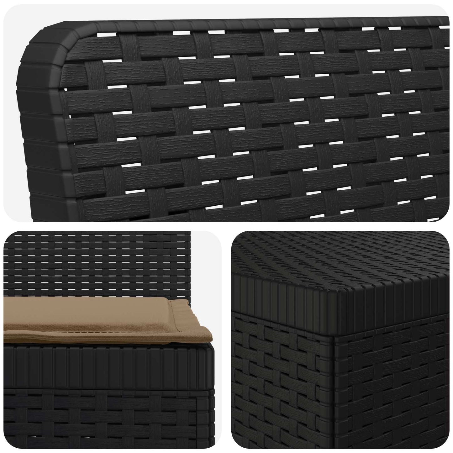 Divano da giardino 4 posti con cuscini aspetto rattan PP | homemem39