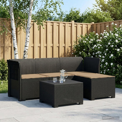 Divano da giardino 4 posti con cuscini aspetto rattan PP | homemem39